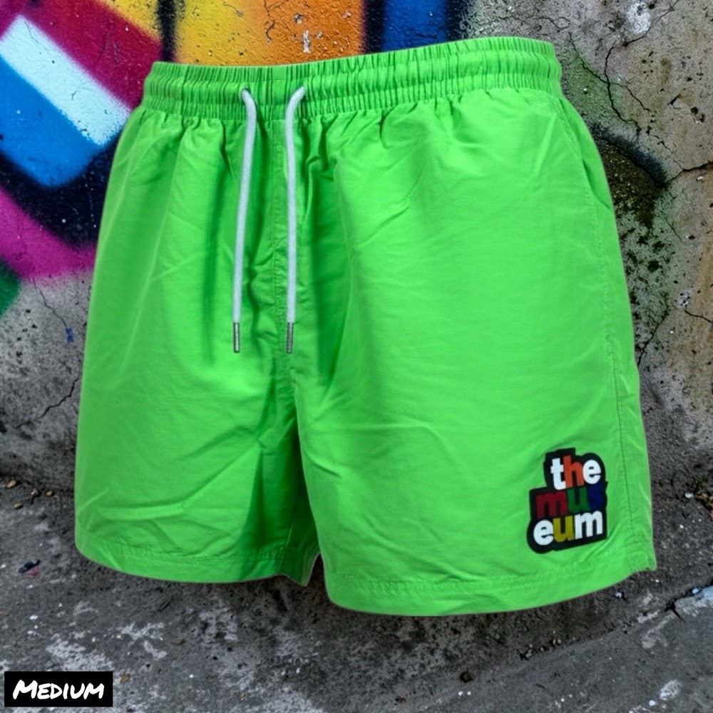 100% Authentic, The Museum DC, Nylon Swim Summer Shorts Lime Green Mens MEDIUM